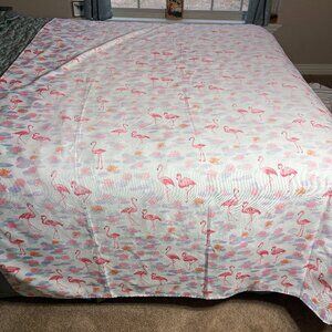 Vintage Laura Ashley Pink Flamingo Tablecloth 100 x 60 inches